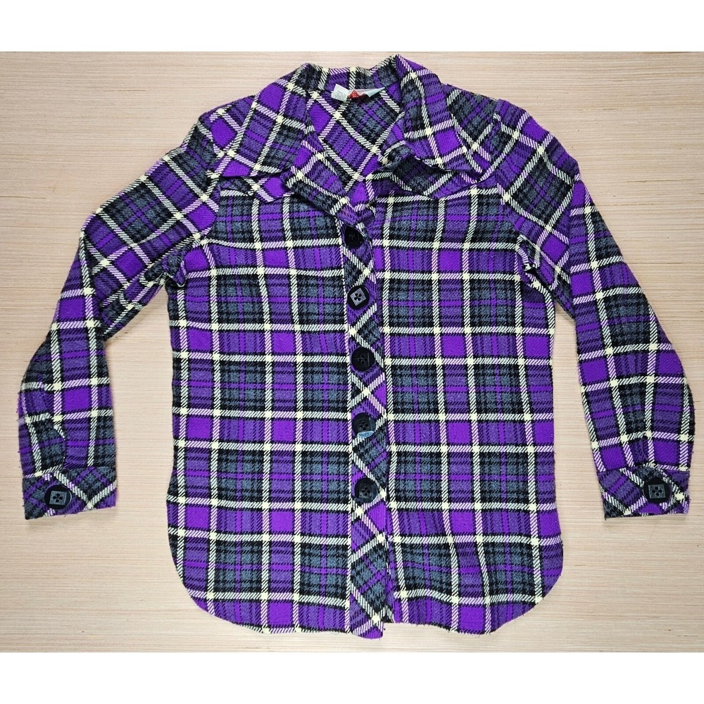 Vintage H Bar C California Ranchwear Button Up Shirt Womens Purple Plaid Western